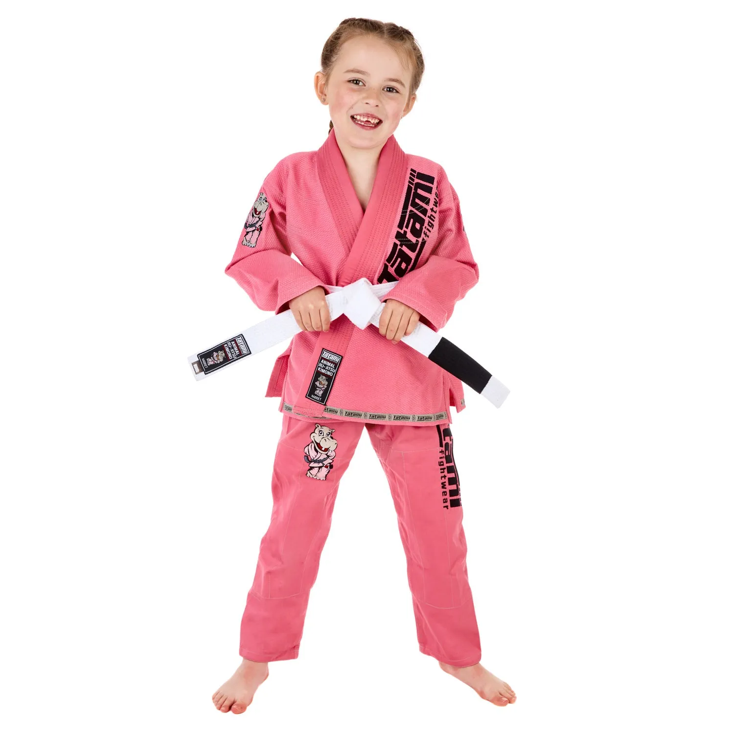 Tatami Fightwear Meerkatsu Animal Gi bambino rosa con cintura
