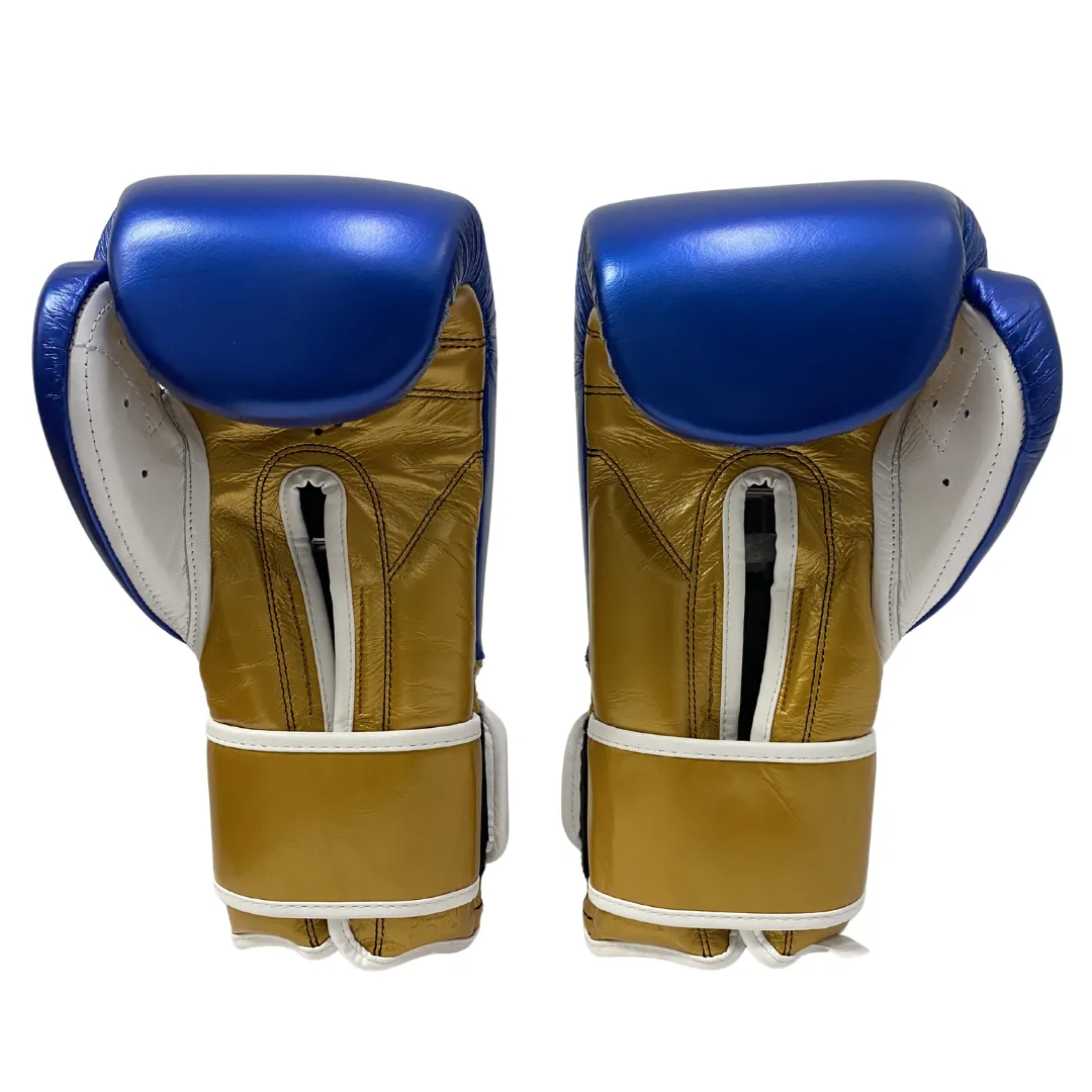 Cleto Reyes Guanti Boxe Allenamento 14 oz Blu Oro Pelle