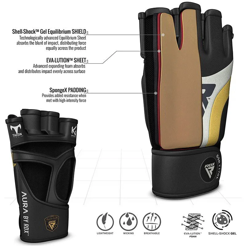 RDX T17 Aura Guanti MMA Golden gel shock