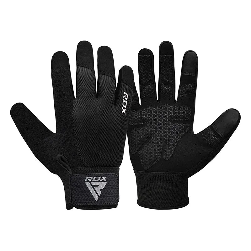 RDX W1F guanti palestra dita intere touchscreen neri