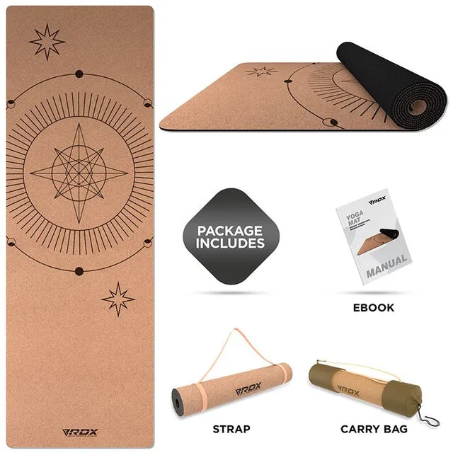RDX D6 Tappetino Yoga Sughero 6mm con Borsa Terra