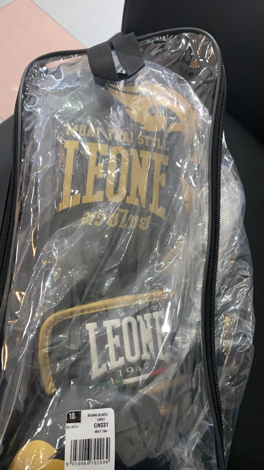 Leone 1947 Muay Thai Single Guantoni Boxe 10 oz Pelle Neri