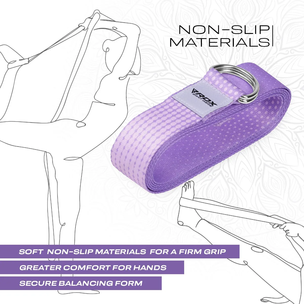 RDX F21 cinghia yoga cotone viola antiscivolo