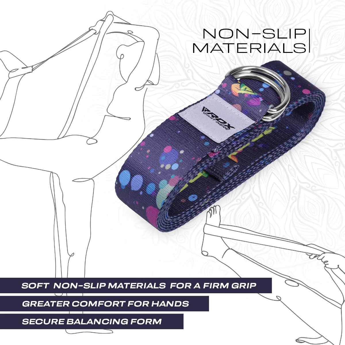 RDX F3 Cinghia Yoga Cotone Multi Color antiscivolo