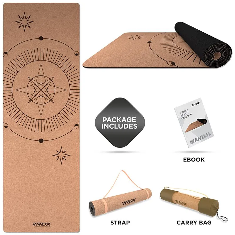 RDX D6 tappetino yoga sughero 6 mm marrone