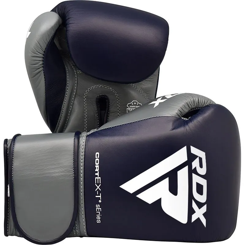 RDX C4 guanti boxe pro sparring blu pelle