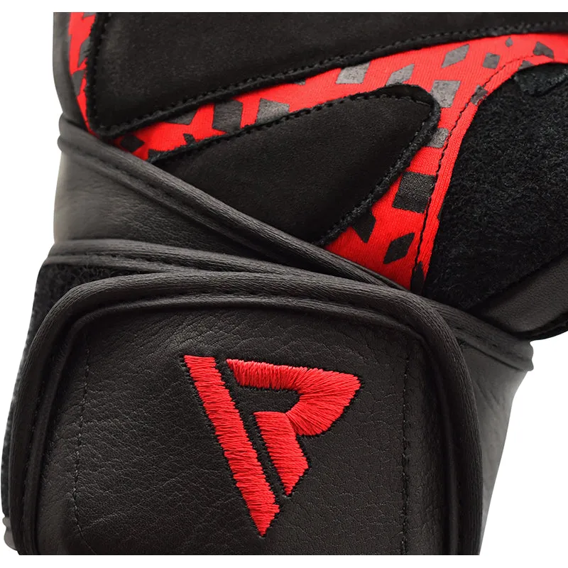 RDX L7 Guanti Palestra Pelle Rossi con Polsiera Lunga