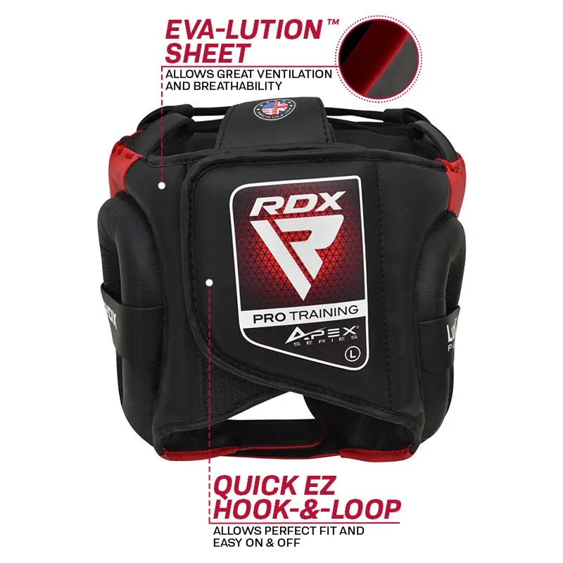 RDX Apex Casco Boxe con Protezione Guance Rosso M
