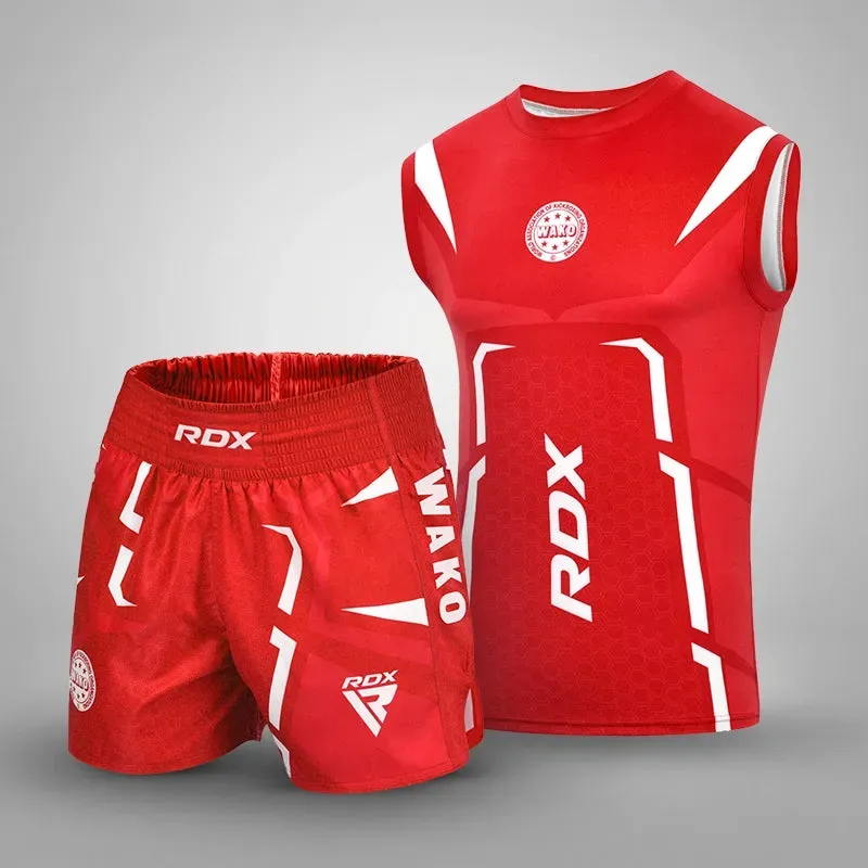 RDX P3 Kick Light divisa kickboxing rossa canotta+shorts