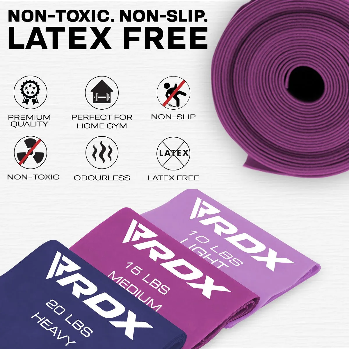 RDX B5 bande elastiche piatte TPE set 3 pezzi