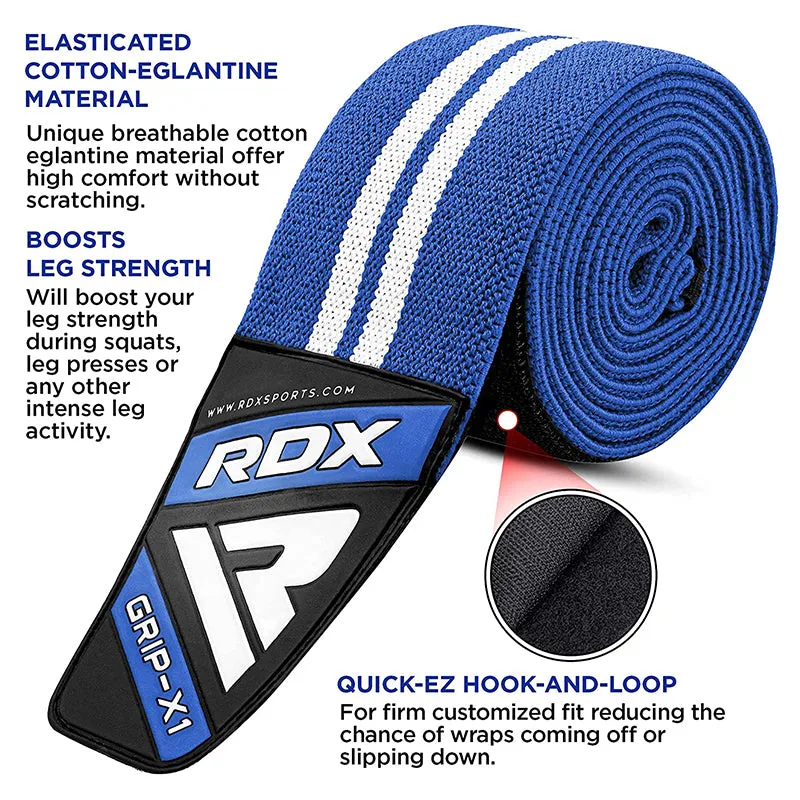 RDX K4 fasce ginocchio powerlifting rosse elastiche