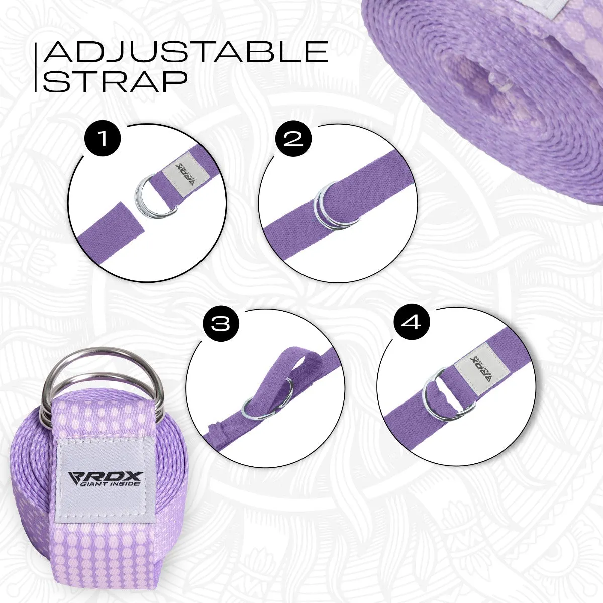RDX F21 cinghia yoga cotone viola antiscivolo