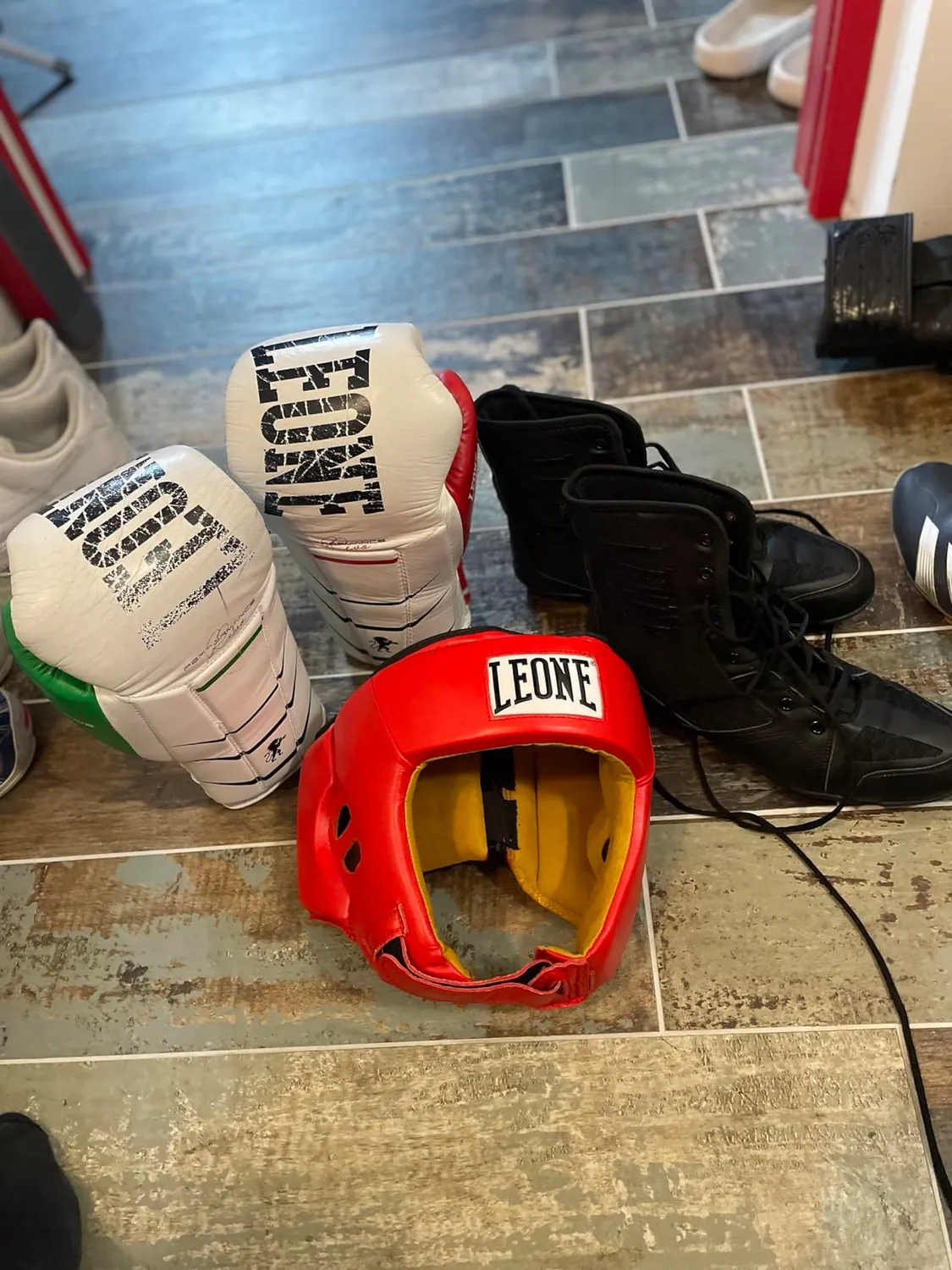 Leone 1947 Contest Casco Boxe Blu L Pelle Protezione