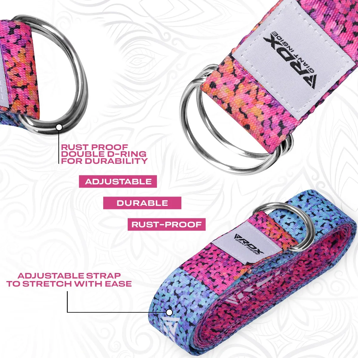 RDX F20 Cinghia Yoga Cotone Antiscivolo Multicolor