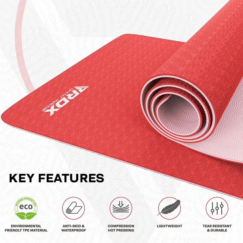 RDX PP Tappetino Yoga TPE 6mm Rosso 183x61