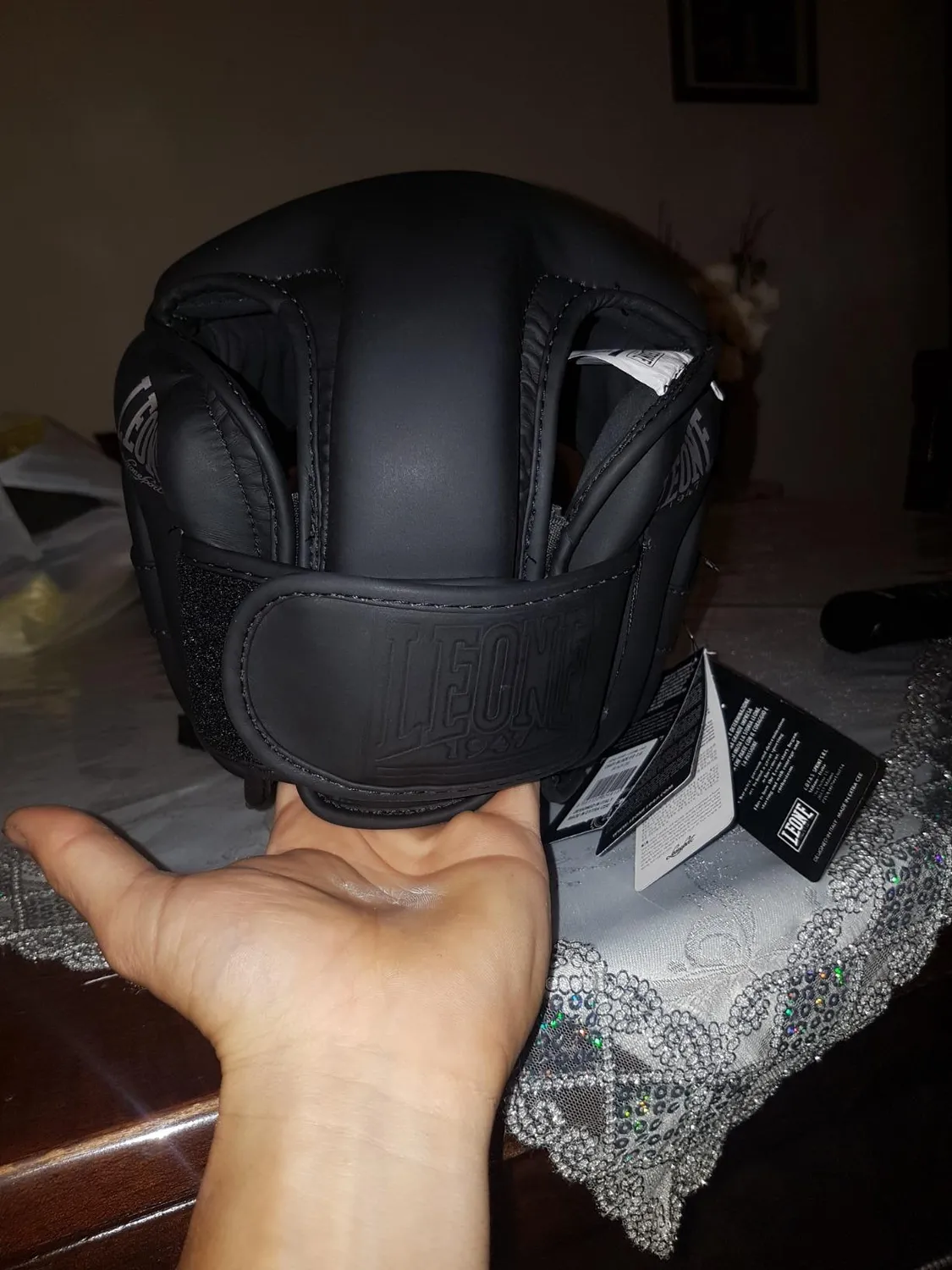 Leone 1947 casco boxe L pelle parazigomi
