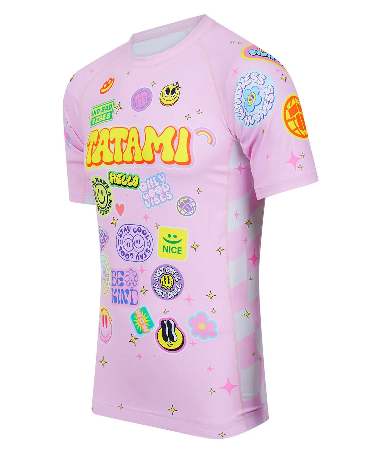 Tatami Sticker Bomb rash guard rosa manica corta