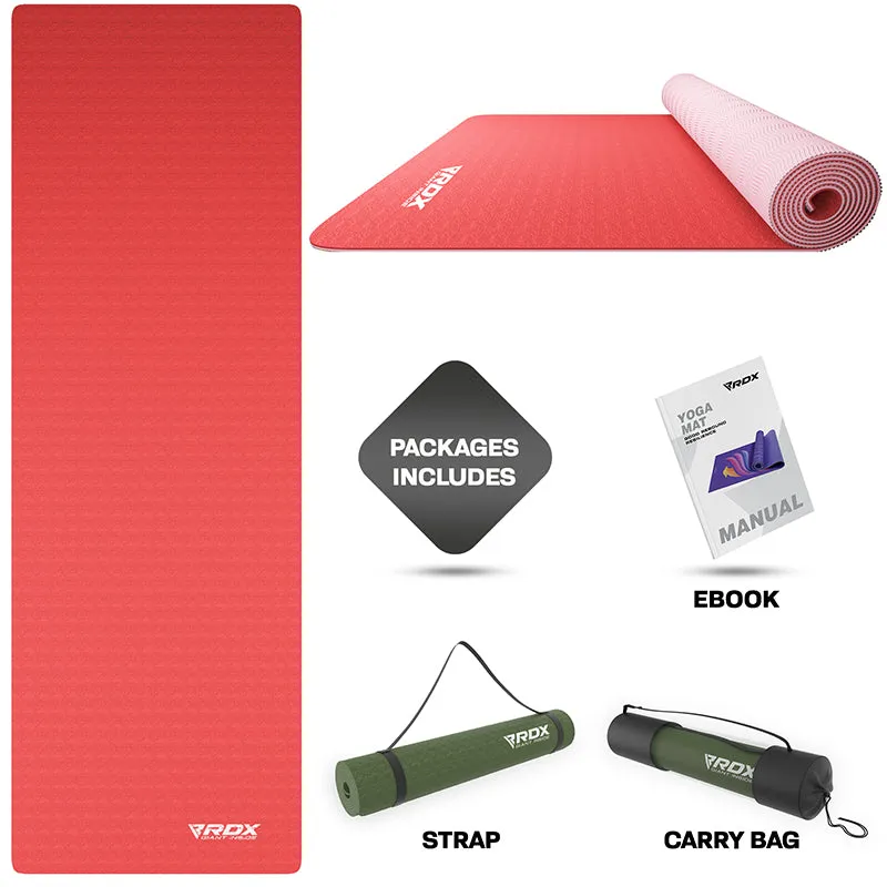RDX PP Tappetino Yoga TPE 6mm Rosso 183x61