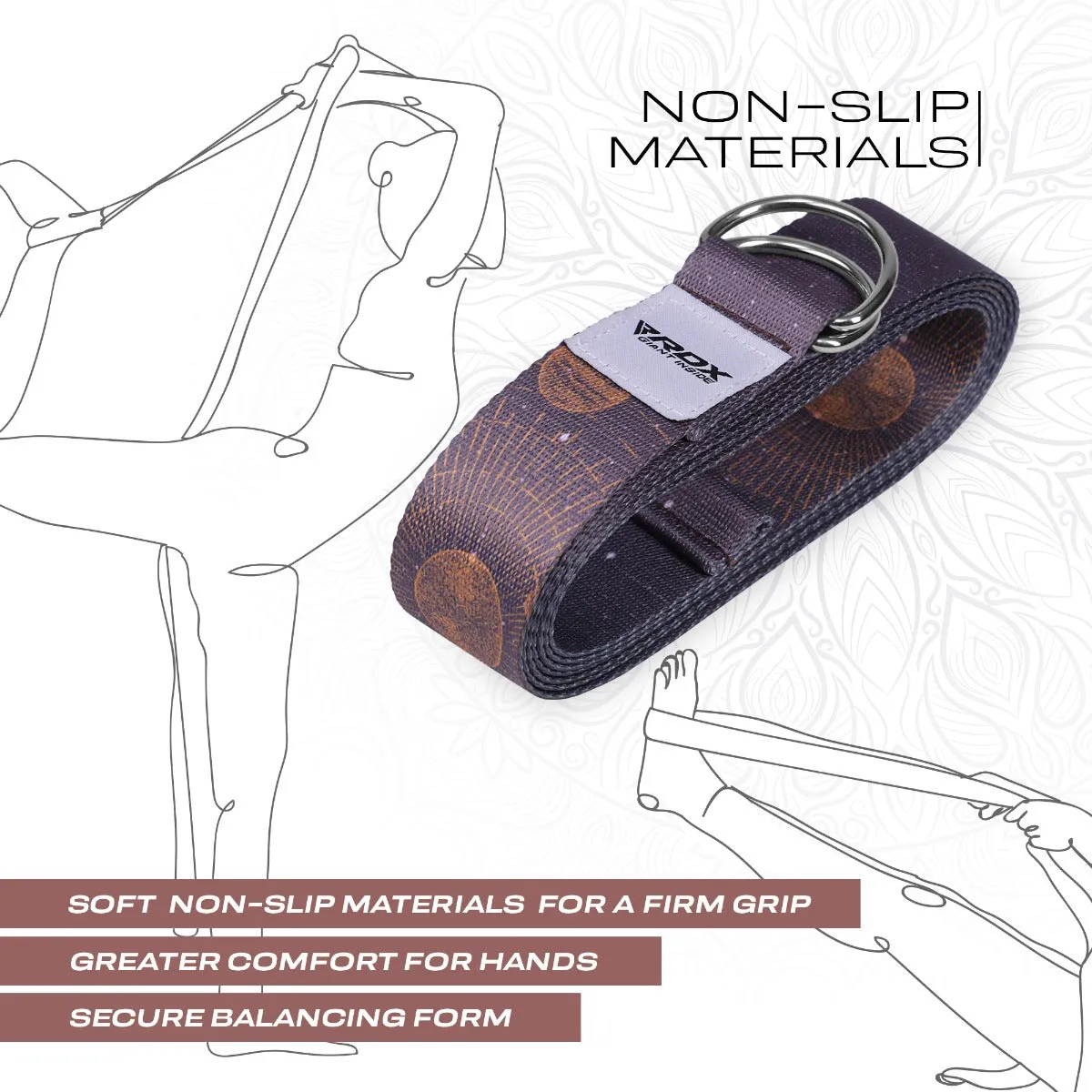 RDX F4 cinghia yoga cotone multicolore antiscivolo