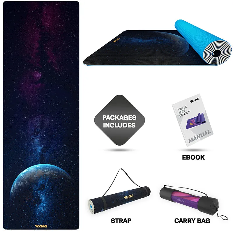 RDX D7 Iris Tappetino Yoga 6mm PVC Blu Antiscivolo