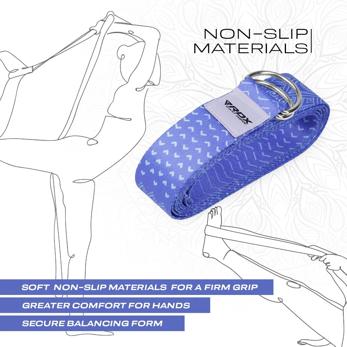 RDX F14 Cinghia Yoga Cotone Blu antiscivolo