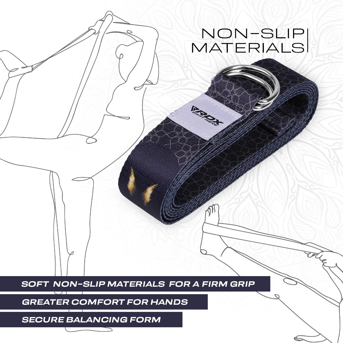 RDX F8 Cinghia Yoga Cotone Blu Antiscivolo