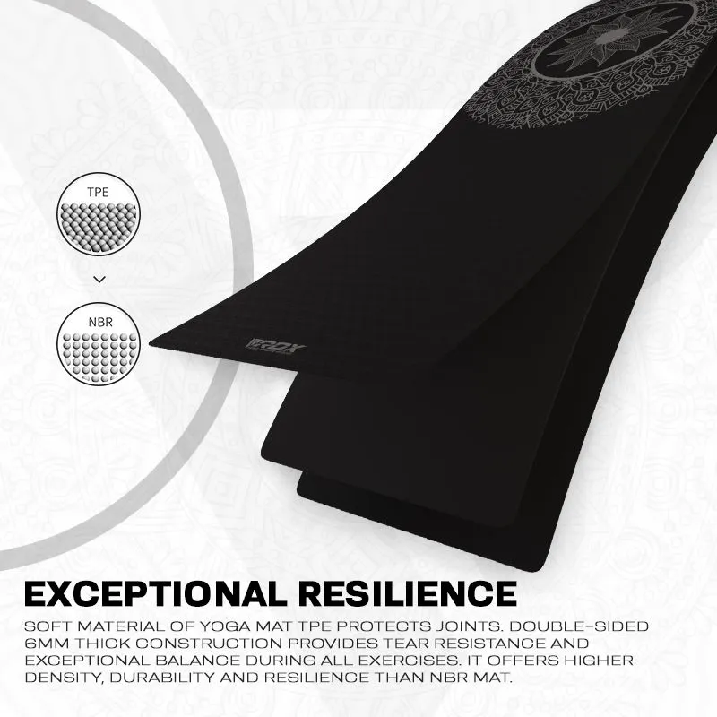 RDX D5 tappetino yoga TPE 6mm nero antiscivolo