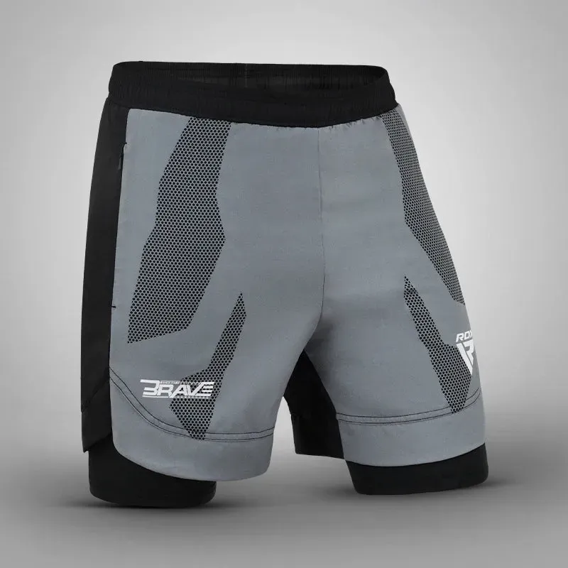 RDX Brave Pantaloncini Allenamento Grigi 2in1