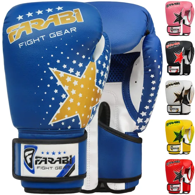 Farabi Guantoni Boxe Bambini 6 oz Blu Rete