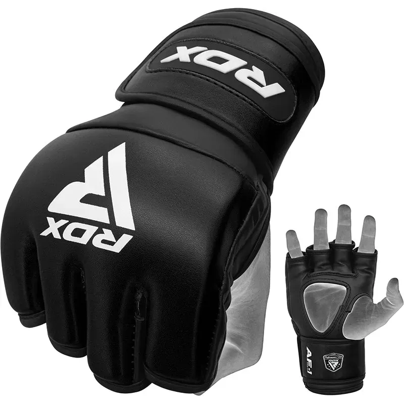 RDX F1 guanti MMA grappling 4oz neri palmo aperto