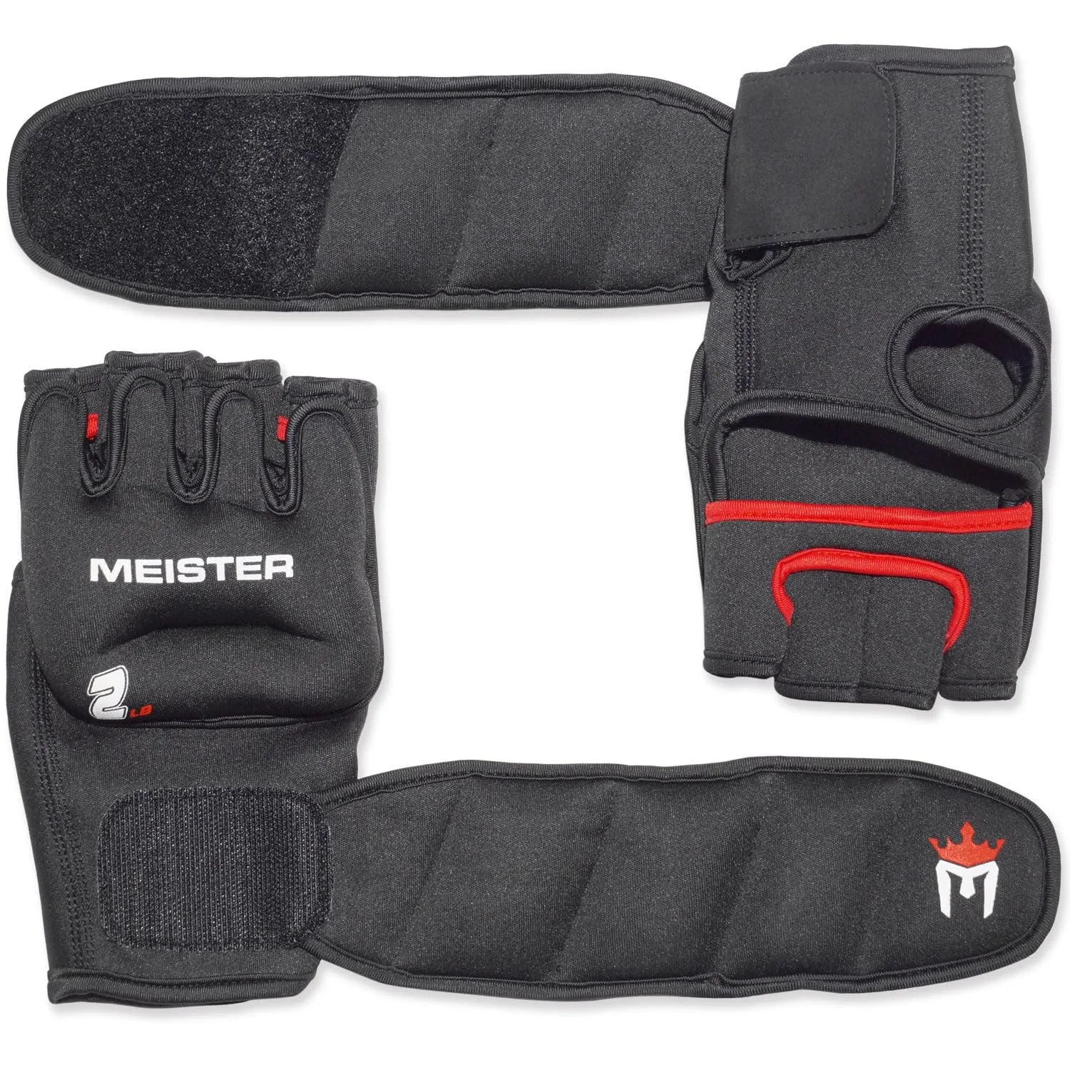 Meister guanti zavorrati 2lb coppia nero rosso neoprene
