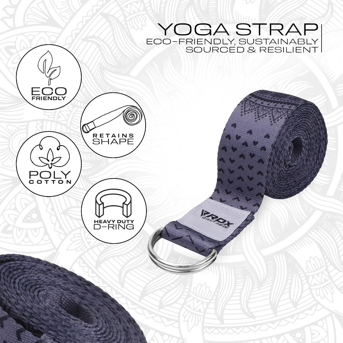RDX F11 Cinghia Yoga Cotone Viola 244 cm Antiscivolo