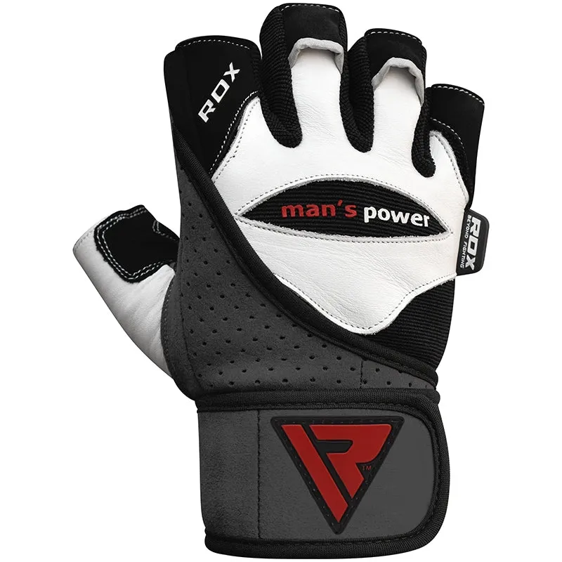 RDX L1 Guanti Palestra Pelle Bianco Imbottiti