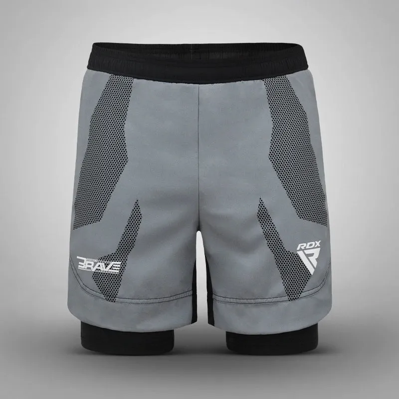 RDX Brave Pantaloncini Allenamento Grigi 2in1