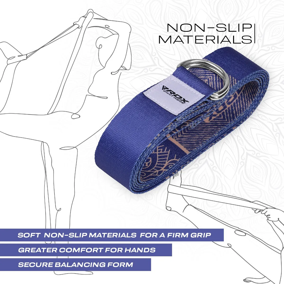 RDX F16 Cinghia Yoga Cotone Blu 244 cm Antiscivolo