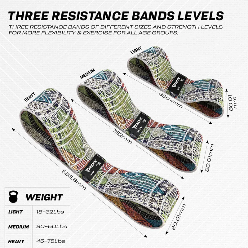 RDX CF bande resistenza tessuto set 3 pezzi multicolor