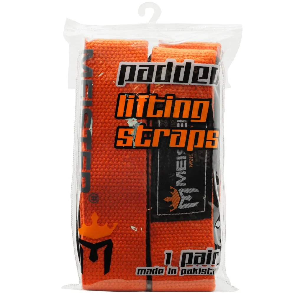 Meister Neoprene-Padded cinghie sollevamento arancione coppia grip
