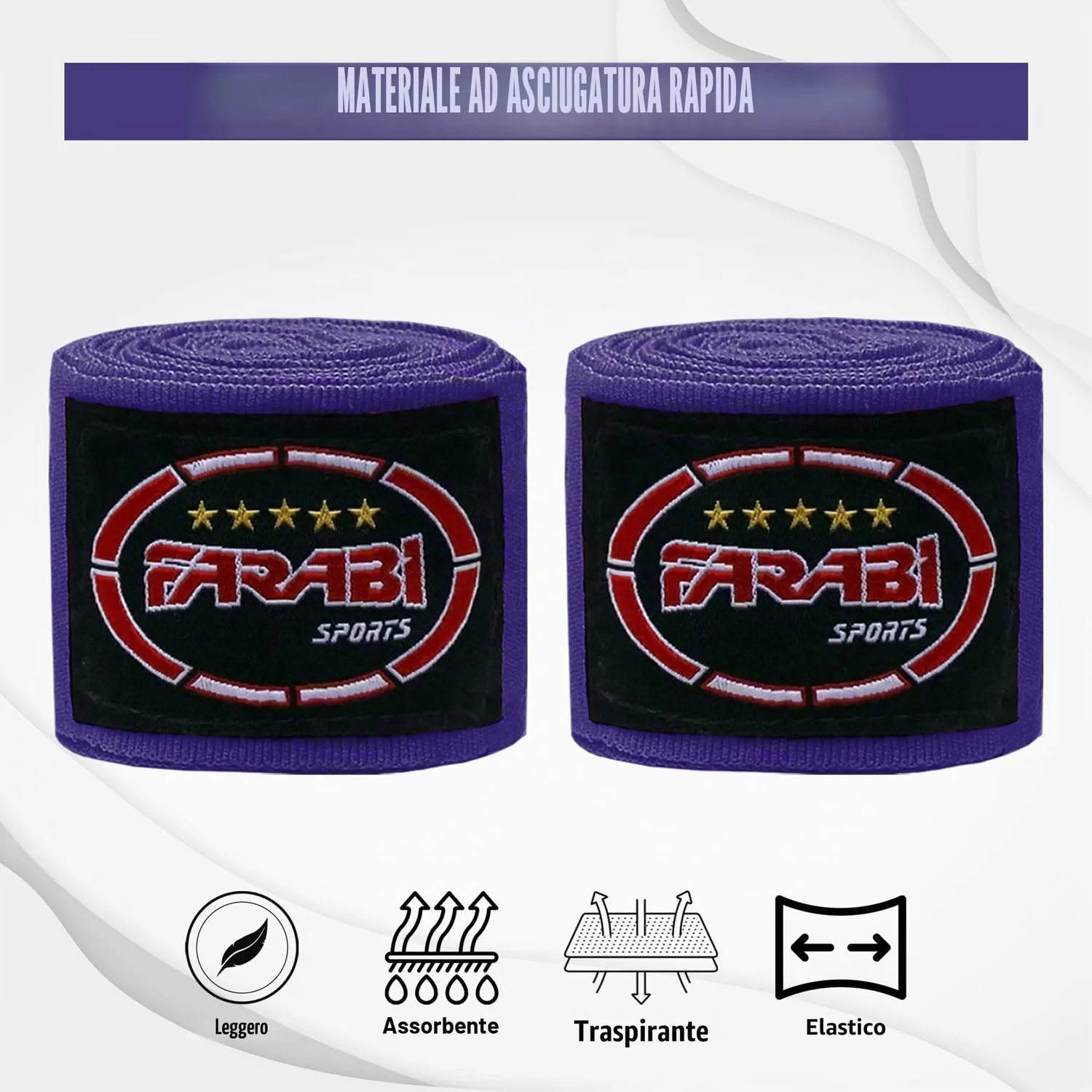 Farabi fasce boxe 4,5 m viola poliestere elastiche
