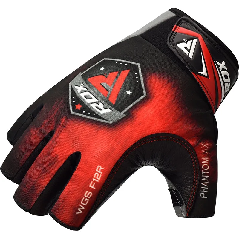 RDX F12 Guanti Palestra Sollevamento Pesi Rossi