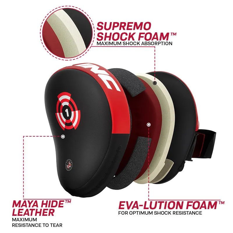 RDX T1 focus mitts curvi coach boxe MMA protezione polso