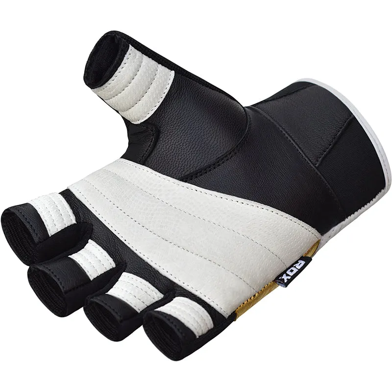 RDX S11 guanti palestra pelle mezza dita presa barra