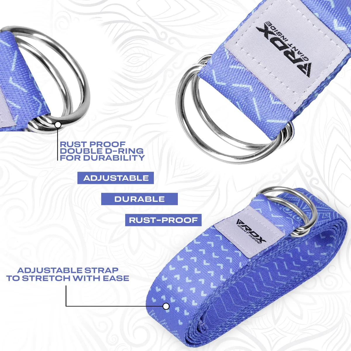 RDX F14 Cinghia Yoga Cotone Blu antiscivolo