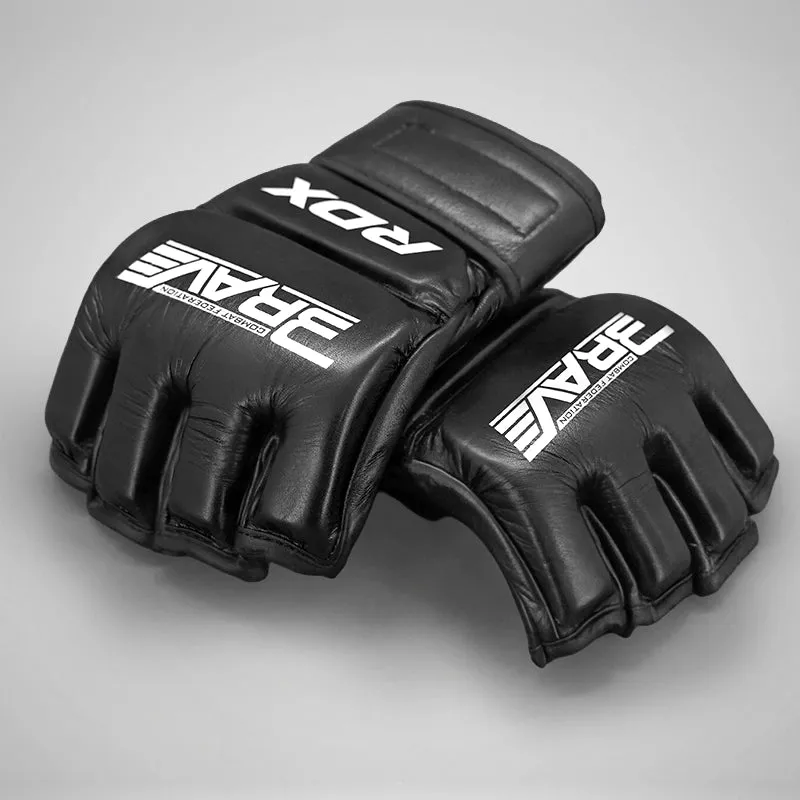 RDX Brave B1 Guanti MMA Grappling Neri Pelle