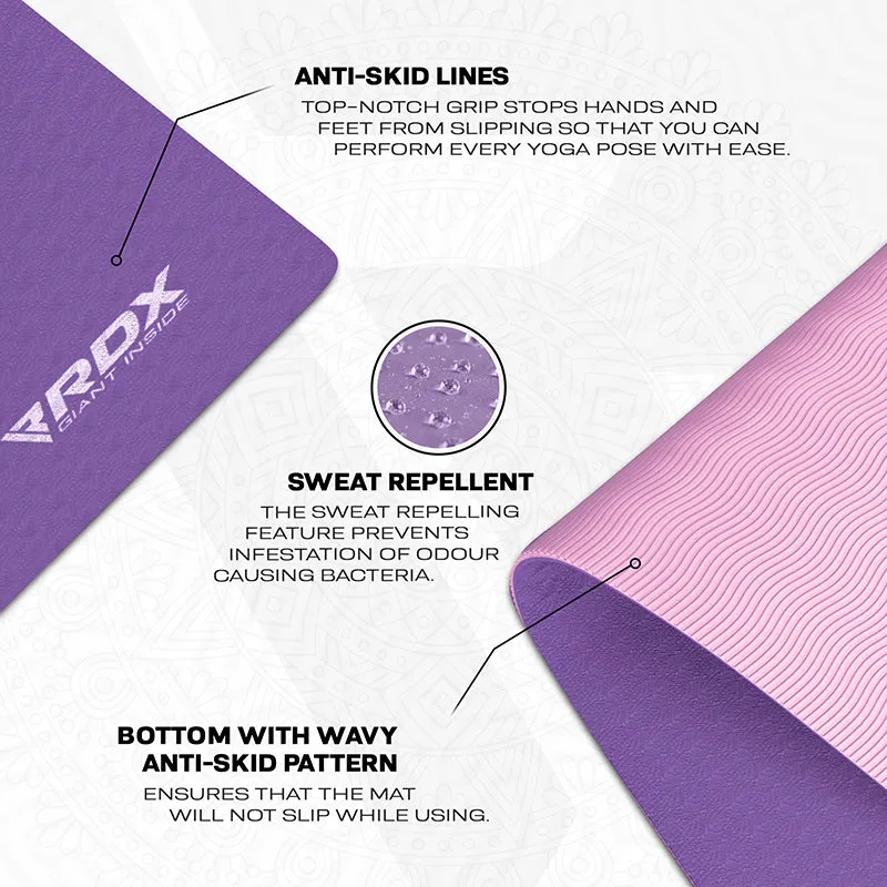 RDX CU Tappetino Yoga TPE 6mm Viola con Borsa