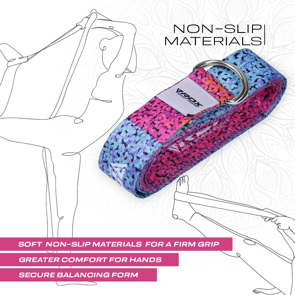 RDX F20 Cinghia Yoga Cotone Antiscivolo Multicolor