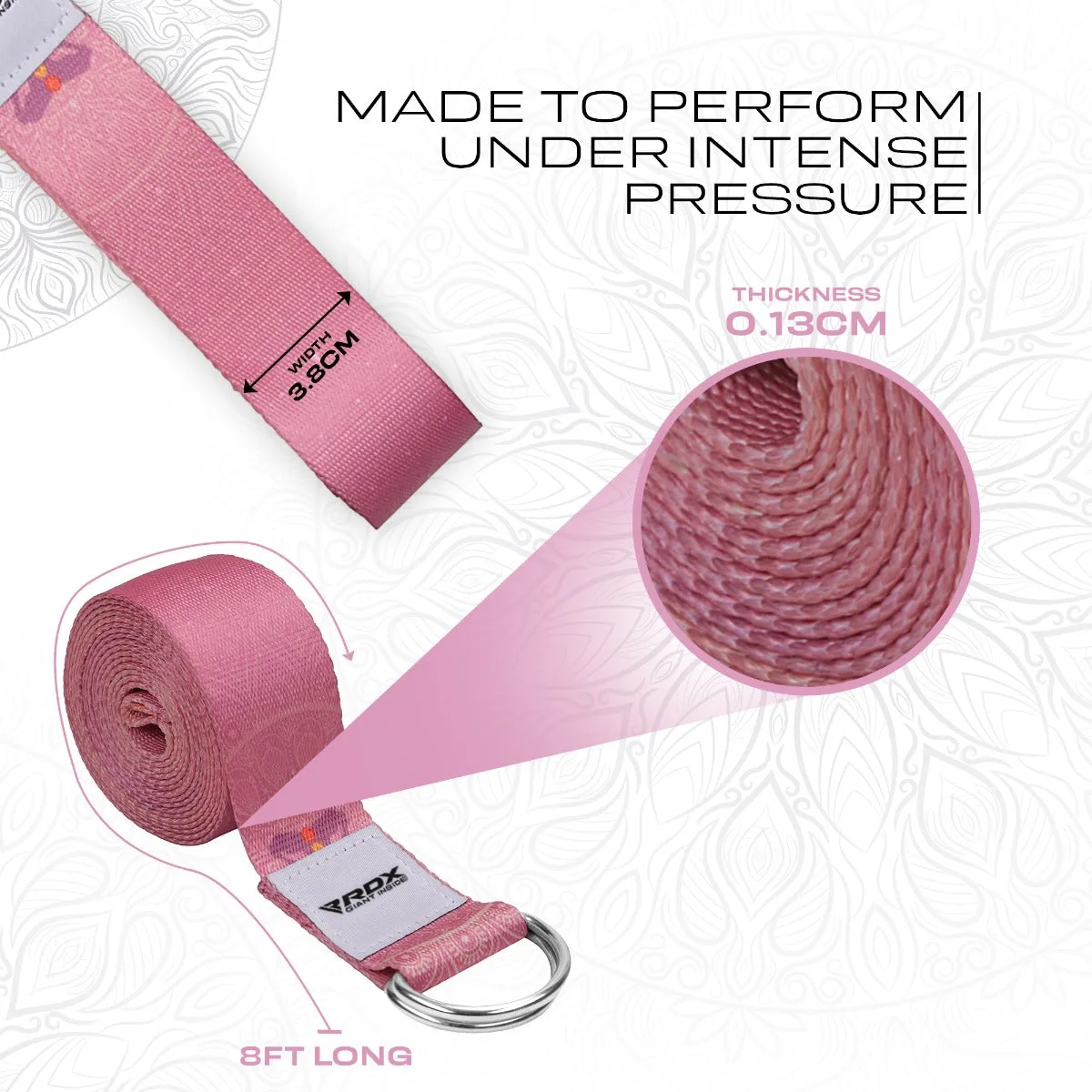 RDX F5 Cinghia Yoga Cotone Rosa stretching