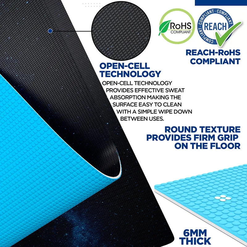 RDX D7 Iris Tappetino Yoga 6mm PVC Blu Antiscivolo