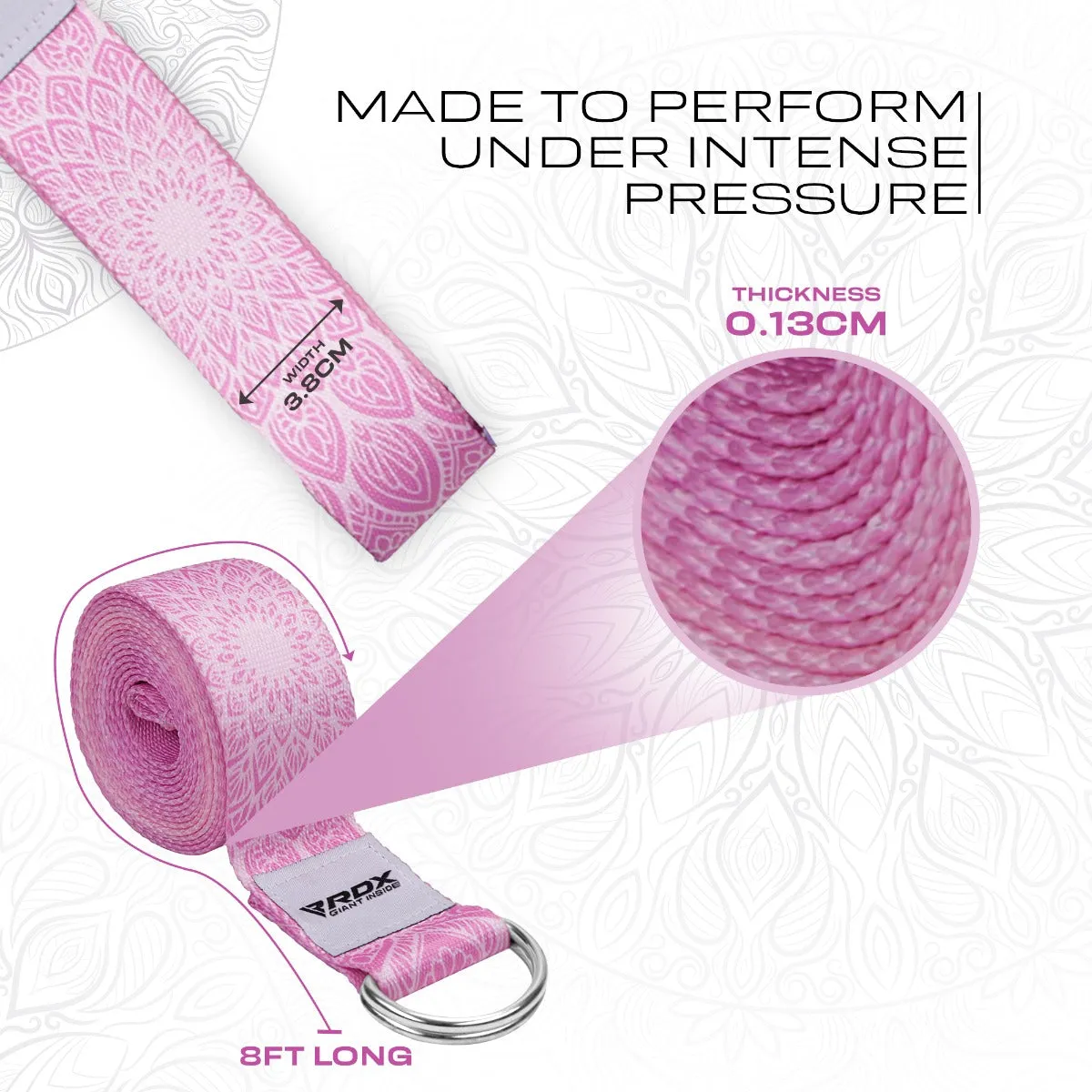 RDX F13 Cinghia Yoga Cotone Rosa 244cm D-Ring
