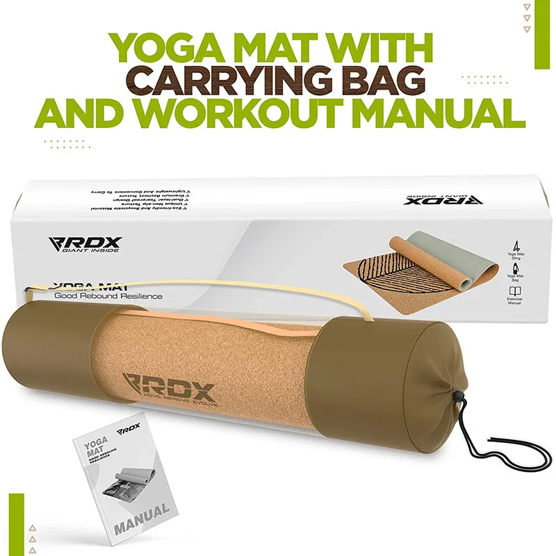 RDX D5 Tappetino Yoga Sughero 6mm Marrone