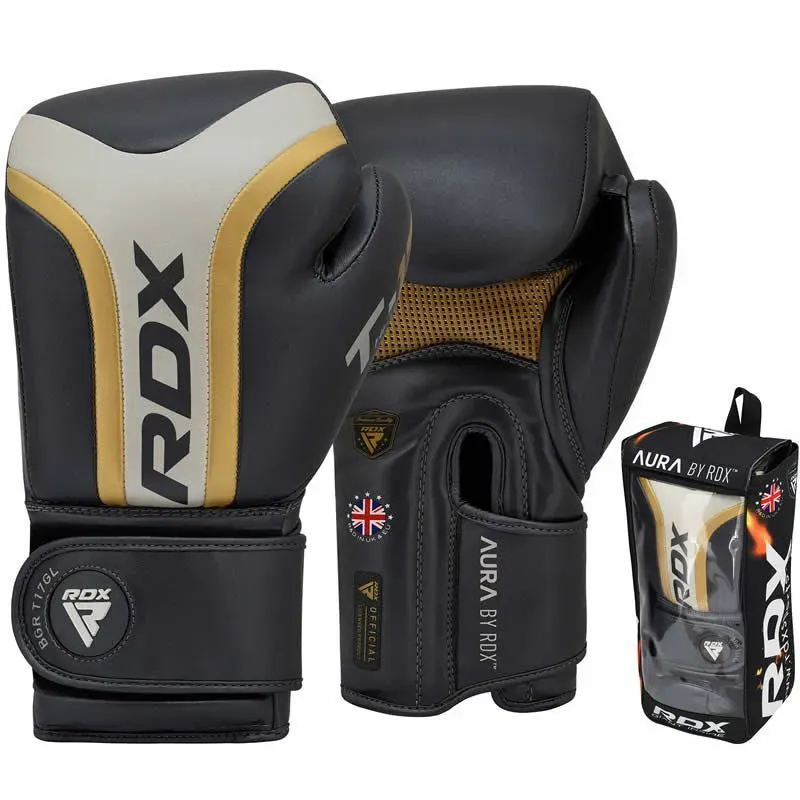 RDX Aura T17 guanti boxe dorati imbottiti